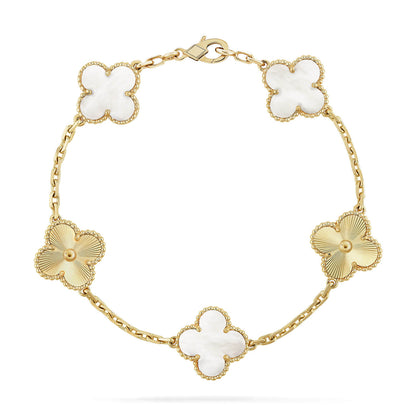 [Garvey ]CLOVER WHITE PEARL MOP 5 MOTIF BRACELET COLLECTION