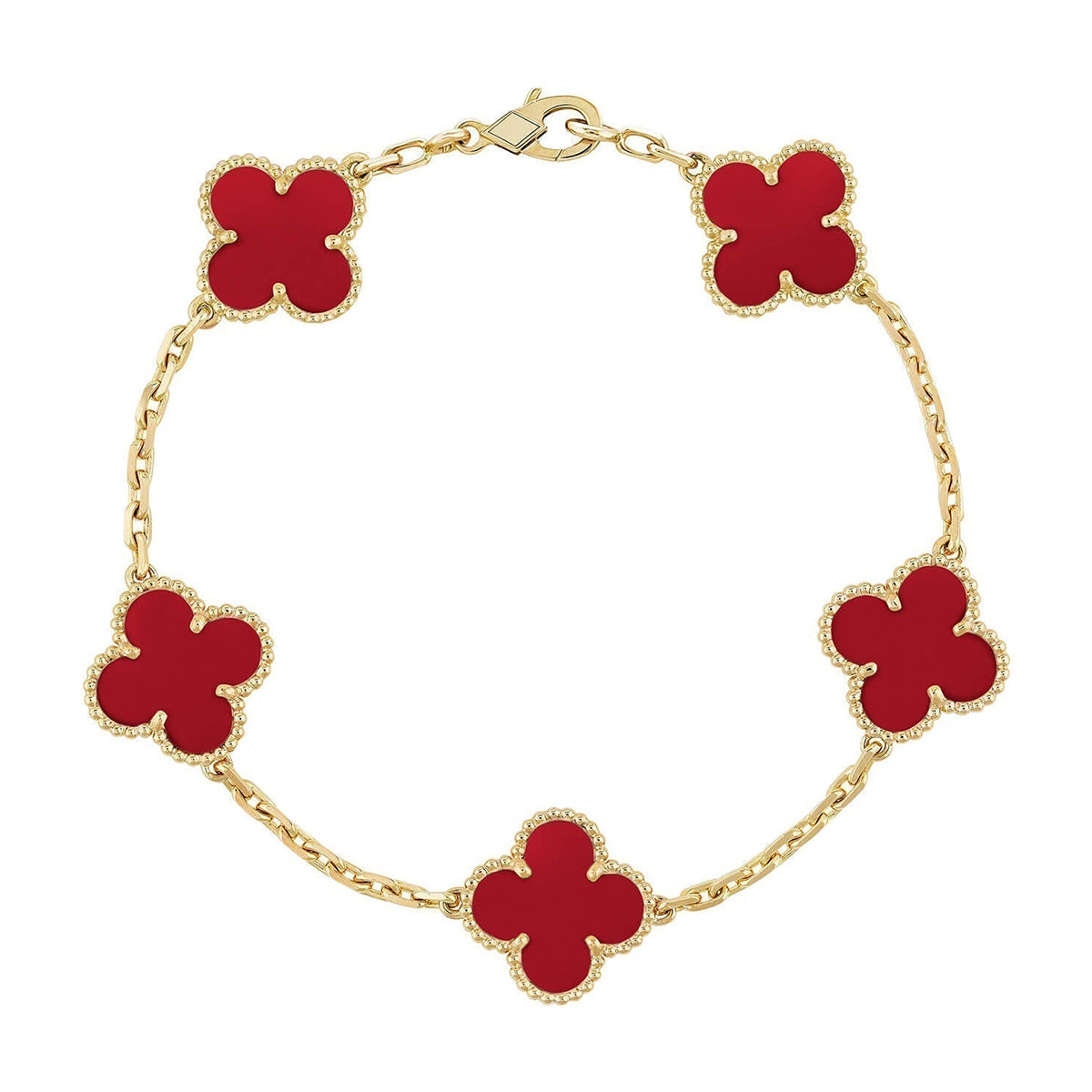 [Garvey ] CLOVER 5 MOTIF RED CORNELIAN BRACELET COLLECTION