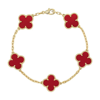 [Garvey ] CLOVER 5 MOTIF RED CORNELIAN BRACELET COLLECTION