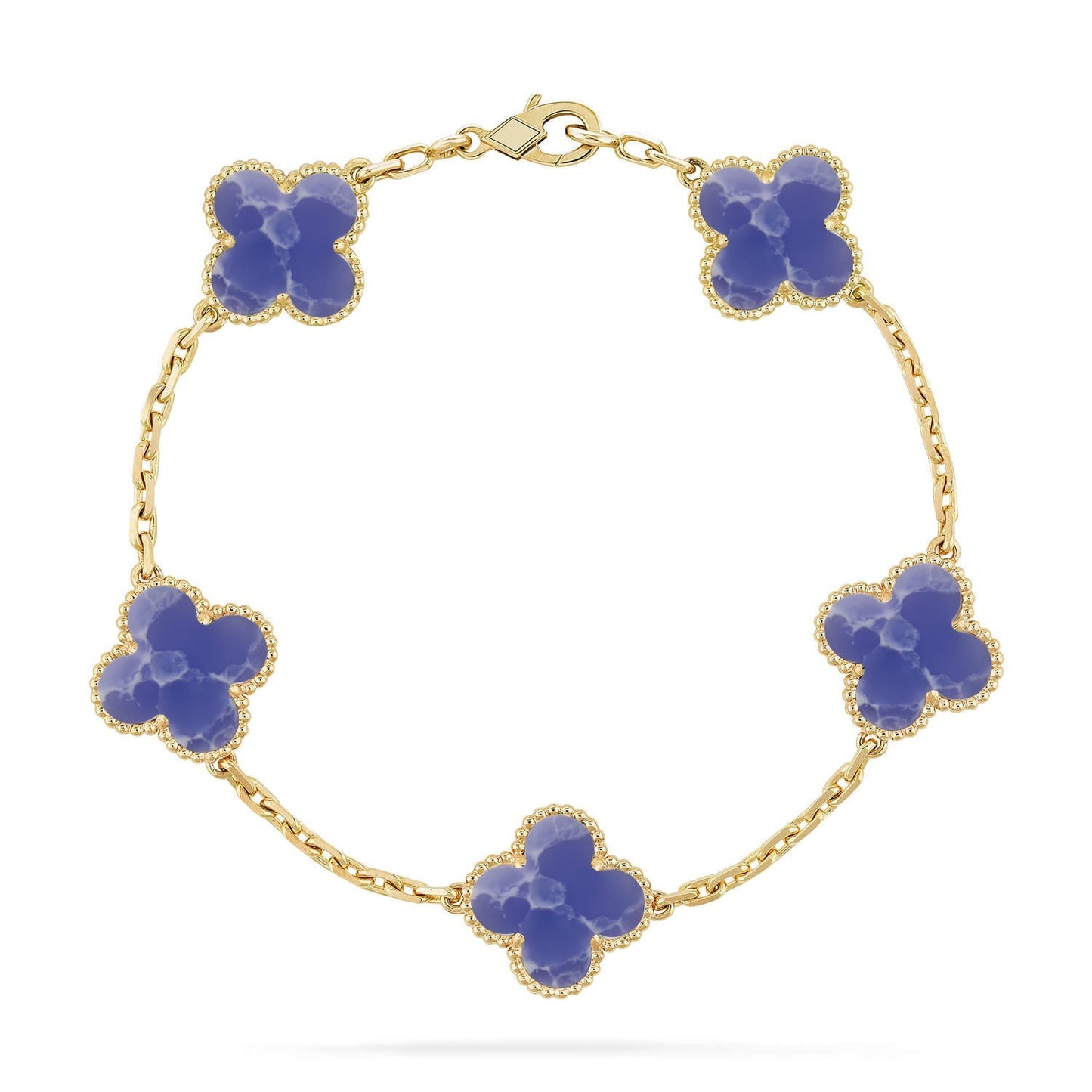 [Garvey]LUCKY CLOVER 5-MOTIF BRACELET - BLUE LARIMAR COLLECTION