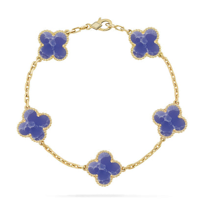 [Garvey]LUCKY CLOVER 5-MOTIF BRACELET - BLUE LARIMAR COLLECTION