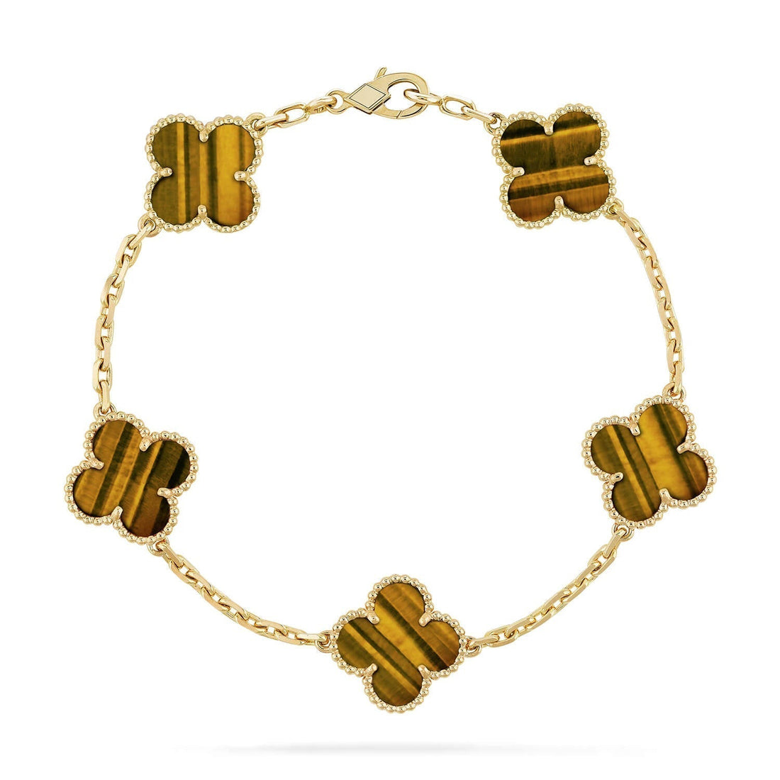 [Garvey ] CLOVER 5 MOTIFS TIGER EYE BRACELET COLLECTION