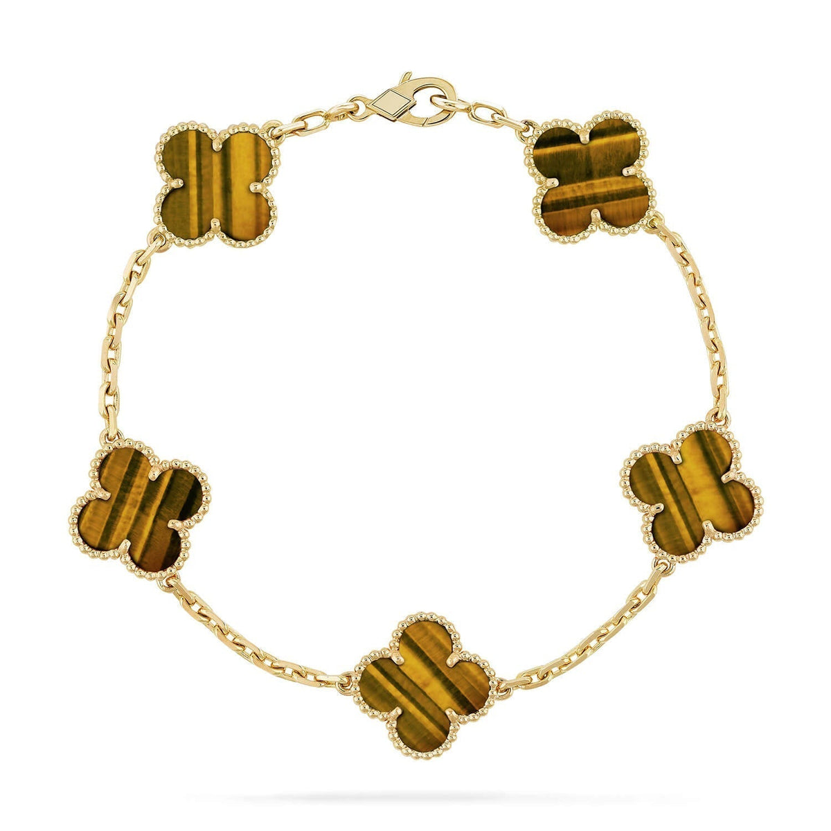 [Garvey ] CLOVER 5 MOTIFS TIGER EYE BRACELET COLLECTION