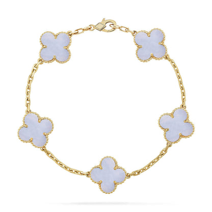 [Garvey ] CLOVER 5 MOTIF PURPLE CHALCEDONY BRACELET COLLECTION