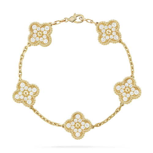 [Garvey]LUCKY CLOVER 5-MOTIF BRACELET - FULL-DIAMOND