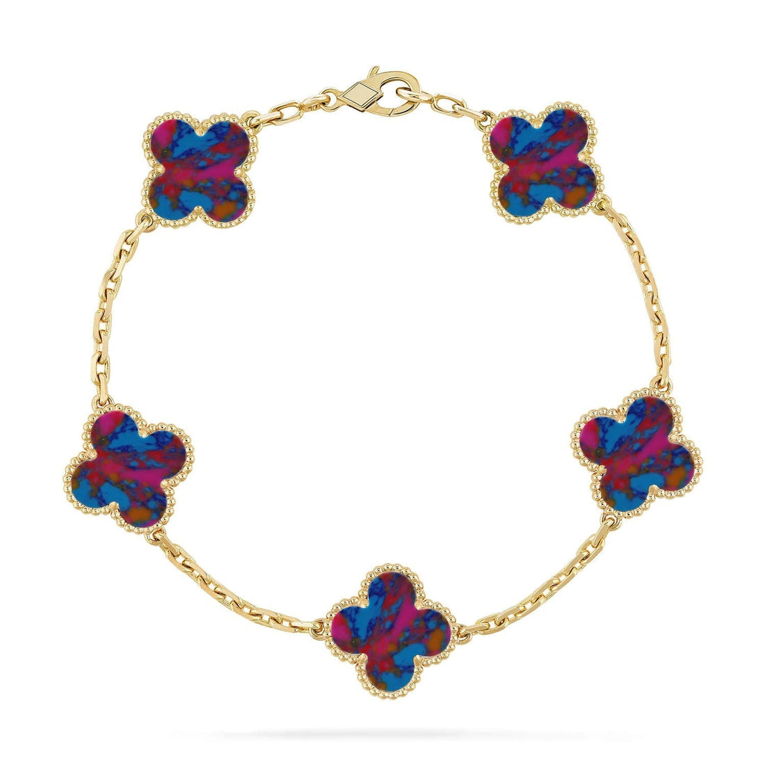 [Garvey ]CLOVER 5 MOTIF COLOR GEMSTONES BRACELET COLLECTION