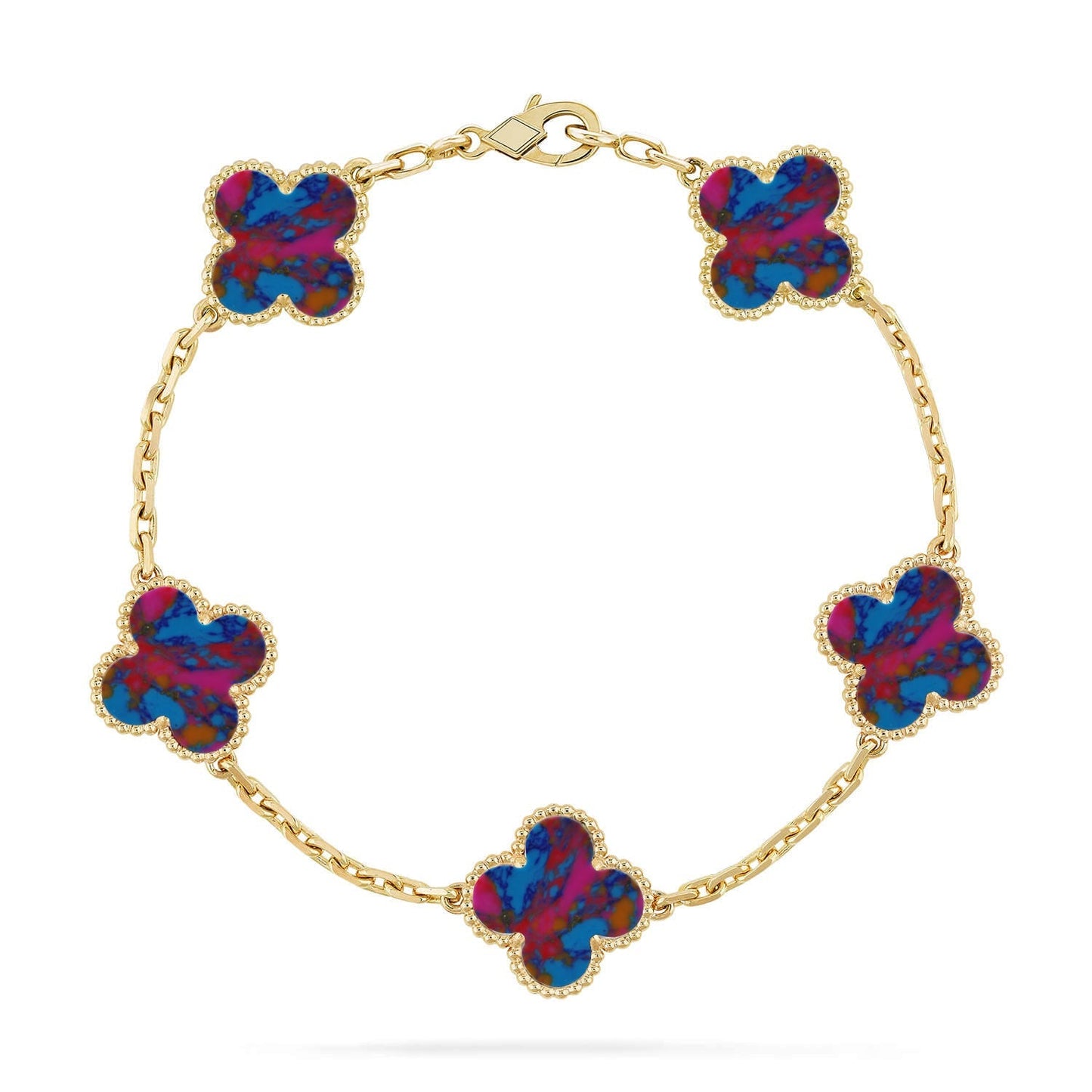 [Garvey]LUCKY CLOVER 5-MOTIF BRACELET - MULTI-GEM COLLECTION