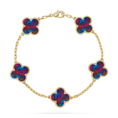 [Garvey]LUCKY CLOVER 5-MOTIF BRACELET - MULTI-GEM COLLECTION