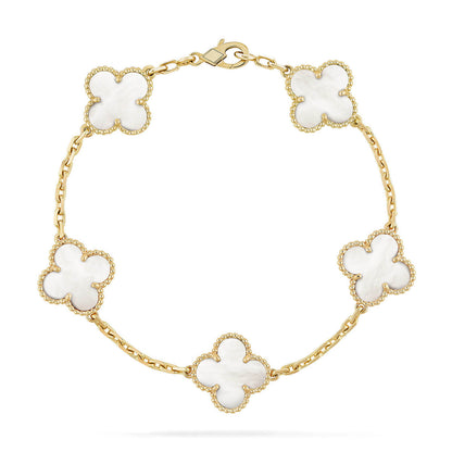 [Garvey ]CLOVER WHITE PEARL MOP 5 MOTIF BRACELET COLLECTION