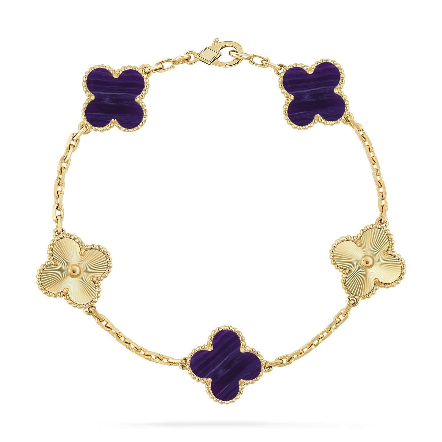 [Garvey]LUCKY CLOVER 5-MOTIF BRACELET - CHAROITE COLLECTION