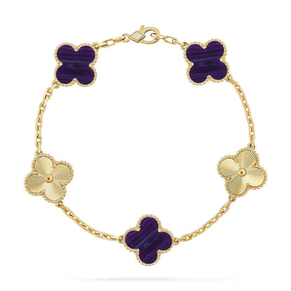 [Garvey]LUCKY CLOVER 5-MOTIF BRACELET - CHAROITE COLLECTION