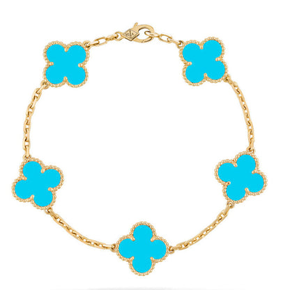 [Garvey]LUCKY CLOVER 5-MOTIF BRACELET - TURQUOISE COLLECTION