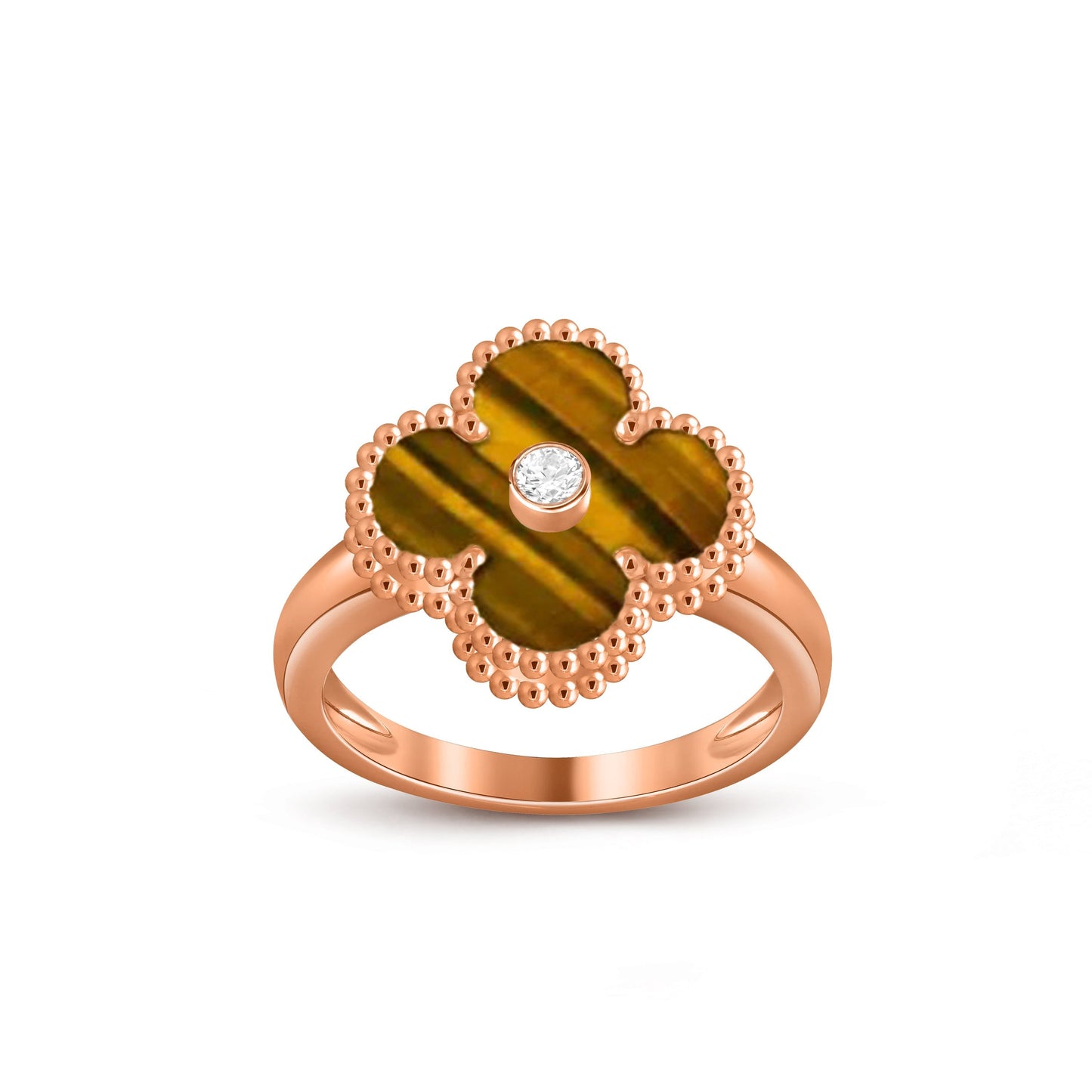 [Garvey]LUCKY CLOVER DIAMOND-ACCENT ROSE GOLD RING COLLECTION