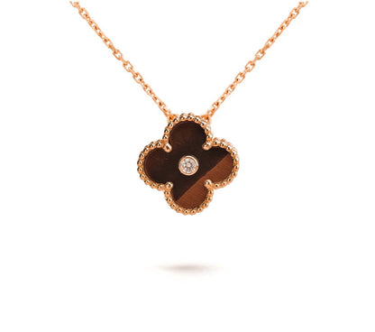[Garvey]15MM CLOVER FLOWER DIAMOND PENDANT NECKLACE COLLECTION