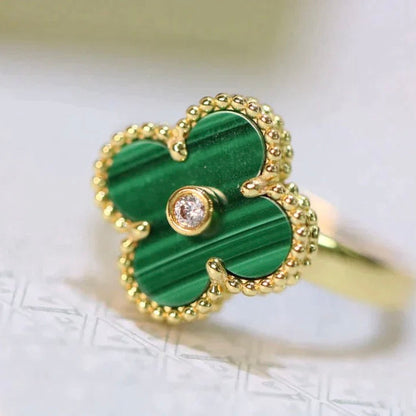 [Garvey ]CLOVER MALACHITE RING GOLD DIAMOND