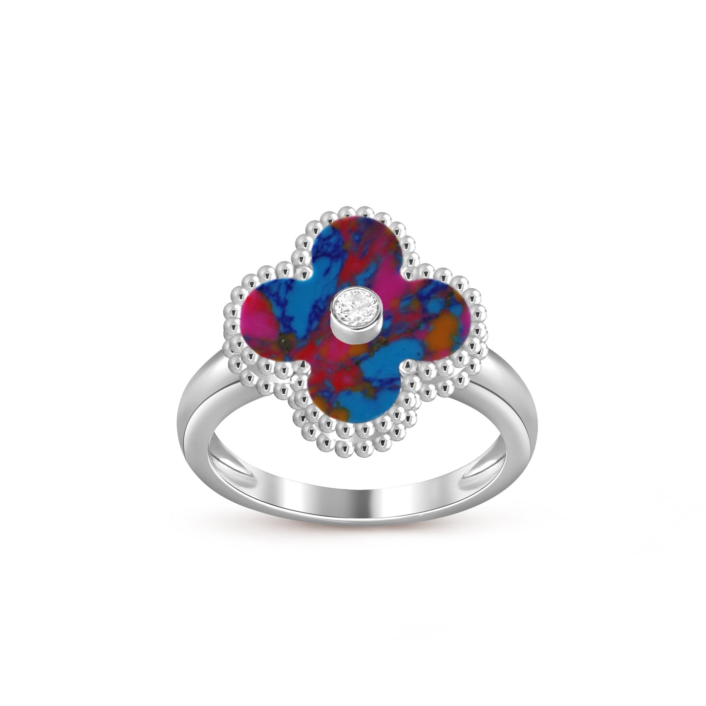 [Garvey]LUCKY CLOVER DIAMOND-ACCENT WHITE GOLD RING COLLECTION