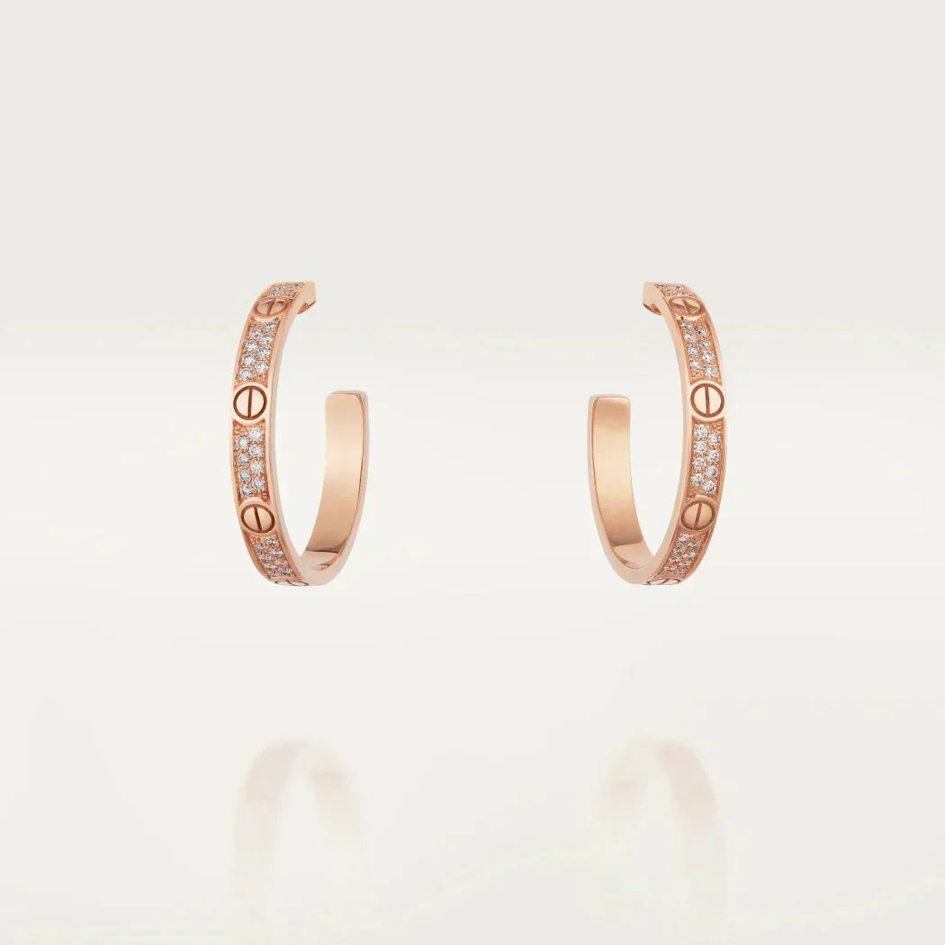 [Garvey ]LOVE DIAMOND PINK GOLD HOOP EARRINGS
