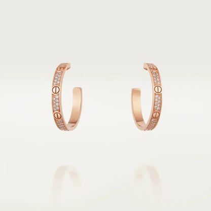 [Garvey ]LOVE DIAMOND PINK GOLD HOOP EARRINGS