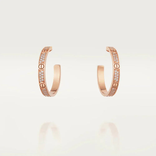 [Garvey ]LOVE DIAMOND PINK GOLD HOOP EARRINGS