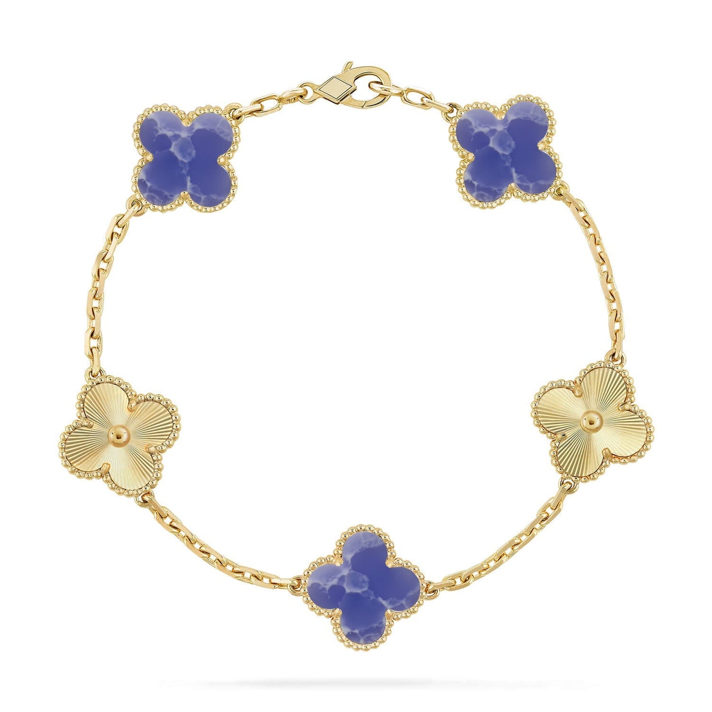 [Garvey]LUCKY CLOVER 5-MOTIF BRACELET - BLUE LARIMAR COLLECTION