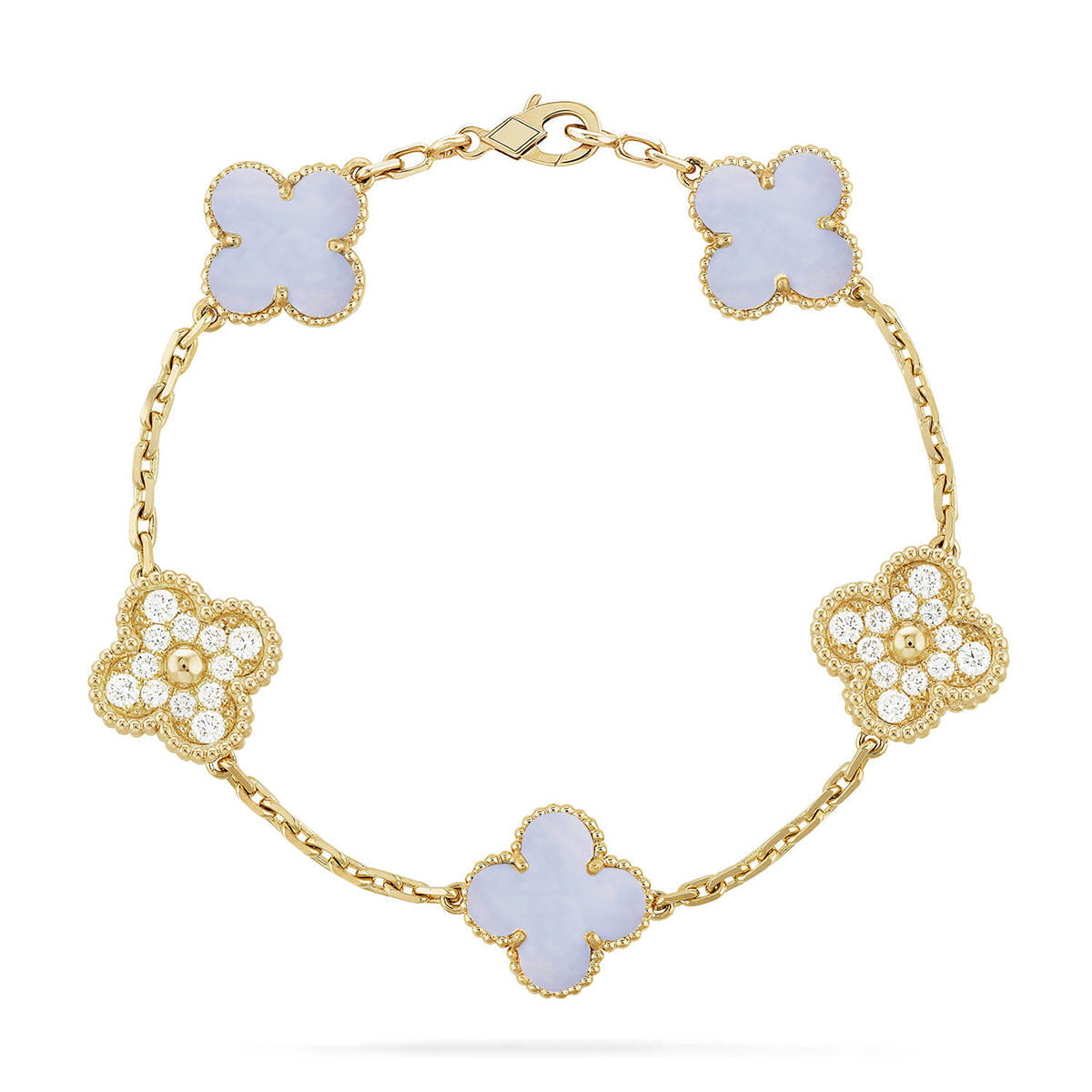 [Garvey ] CLOVER 5 MOTIF PURPLE CHALCEDONY BRACELET COLLECTION