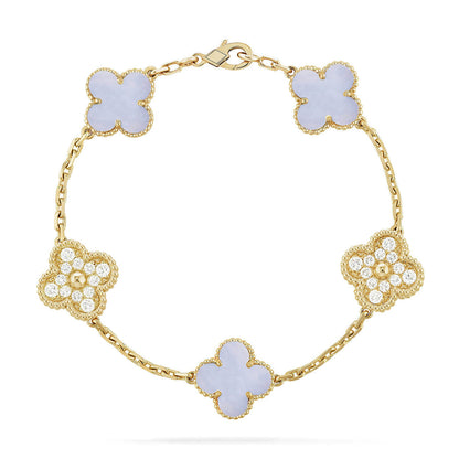 [Garvey ] CLOVER 5 MOTIF PURPLE CHALCEDONY BRACELET COLLECTION
