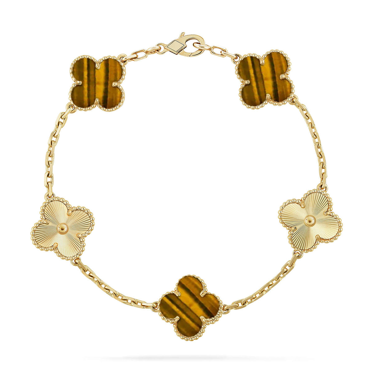 [Garvey ] CLOVER 5 MOTIFS TIGER EYE BRACELET COLLECTION