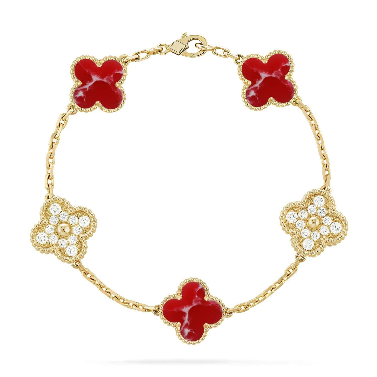 [Garvey ]CLOVER 5 MOTIF RED PATTERN BRACELET COLLECTION