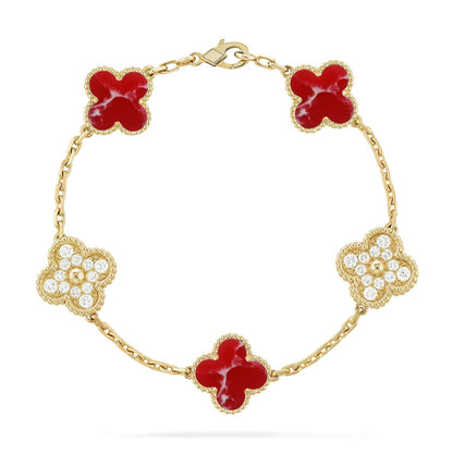 [Garvey ]CLOVER 5 MOTIF RED PATTERN BRACELET COLLECTION