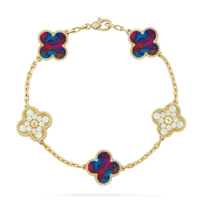 [Garvey ]CLOVER 5 MOTIF COLOR GEMSTONES BRACELET COLLECTION