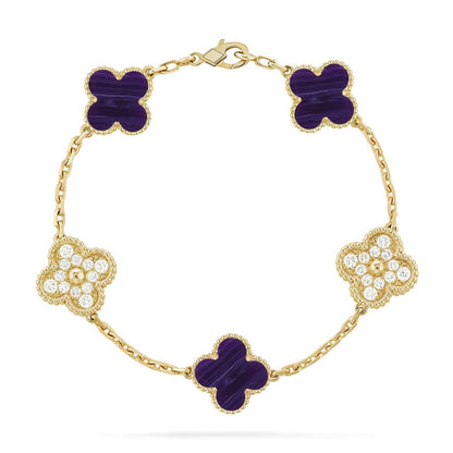 [Garvey ]CLOVER 5 MOTIF PURPLE STRIPES BRACELET COLLECTION