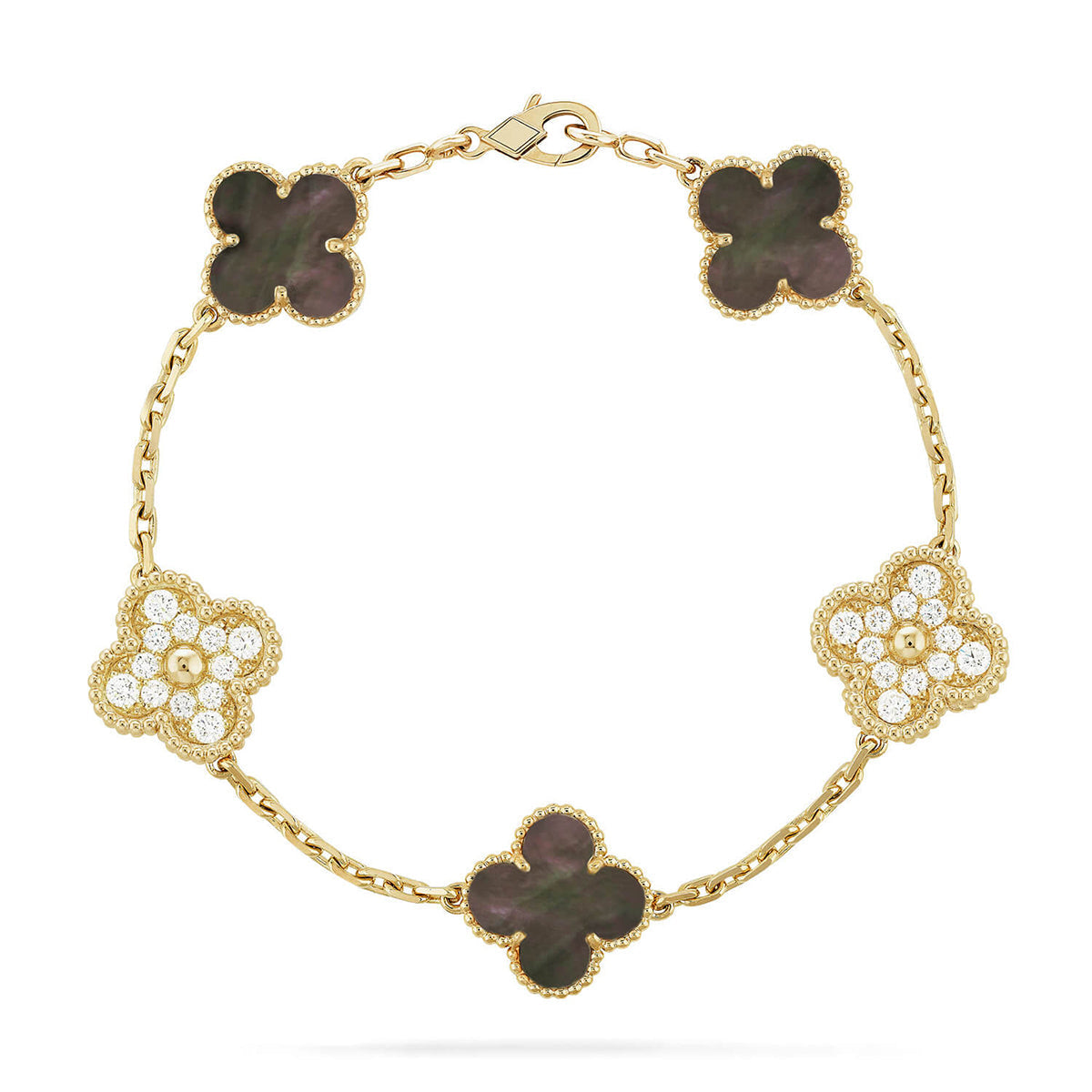 [Garvey]LUCKY CLOVER 5-MOTIF BRACELET - GREY MOTHER-OF-PEARL COLLECTION