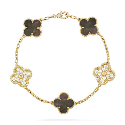 [Garvey]LUCKY CLOVER 5-MOTIF BRACELET - GREY MOTHER-OF-PEARL COLLECTION
