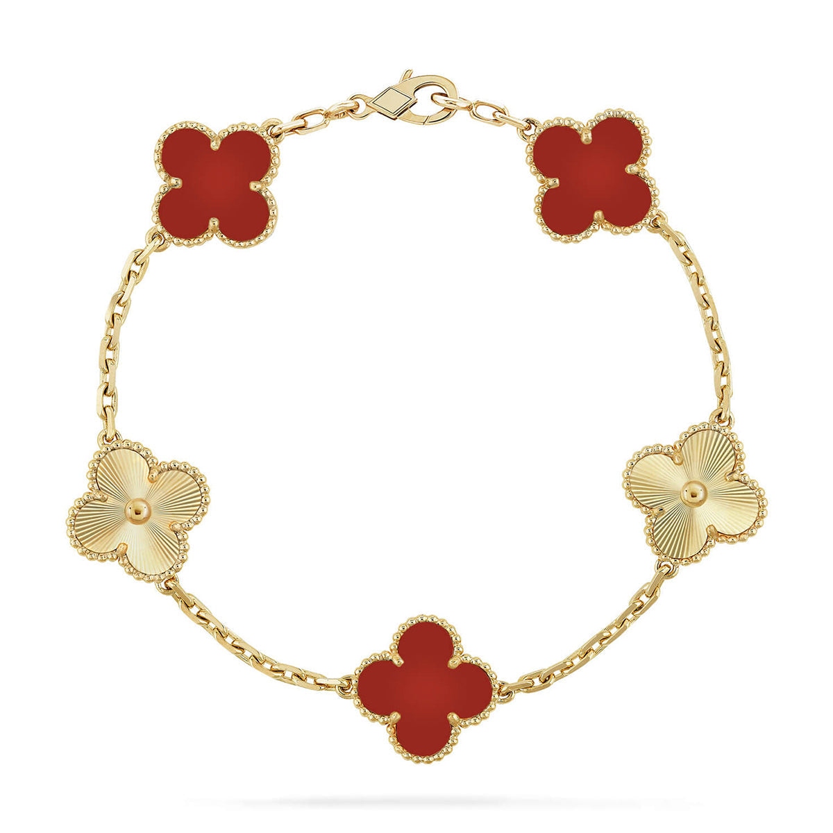 [Garvey ] CLOVER 5 MOTIF RED CORNELIAN BRACELET COLLECTION