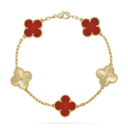 [Garvey ] CLOVER 5 MOTIF RED CORNELIAN BRACELET COLLECTION