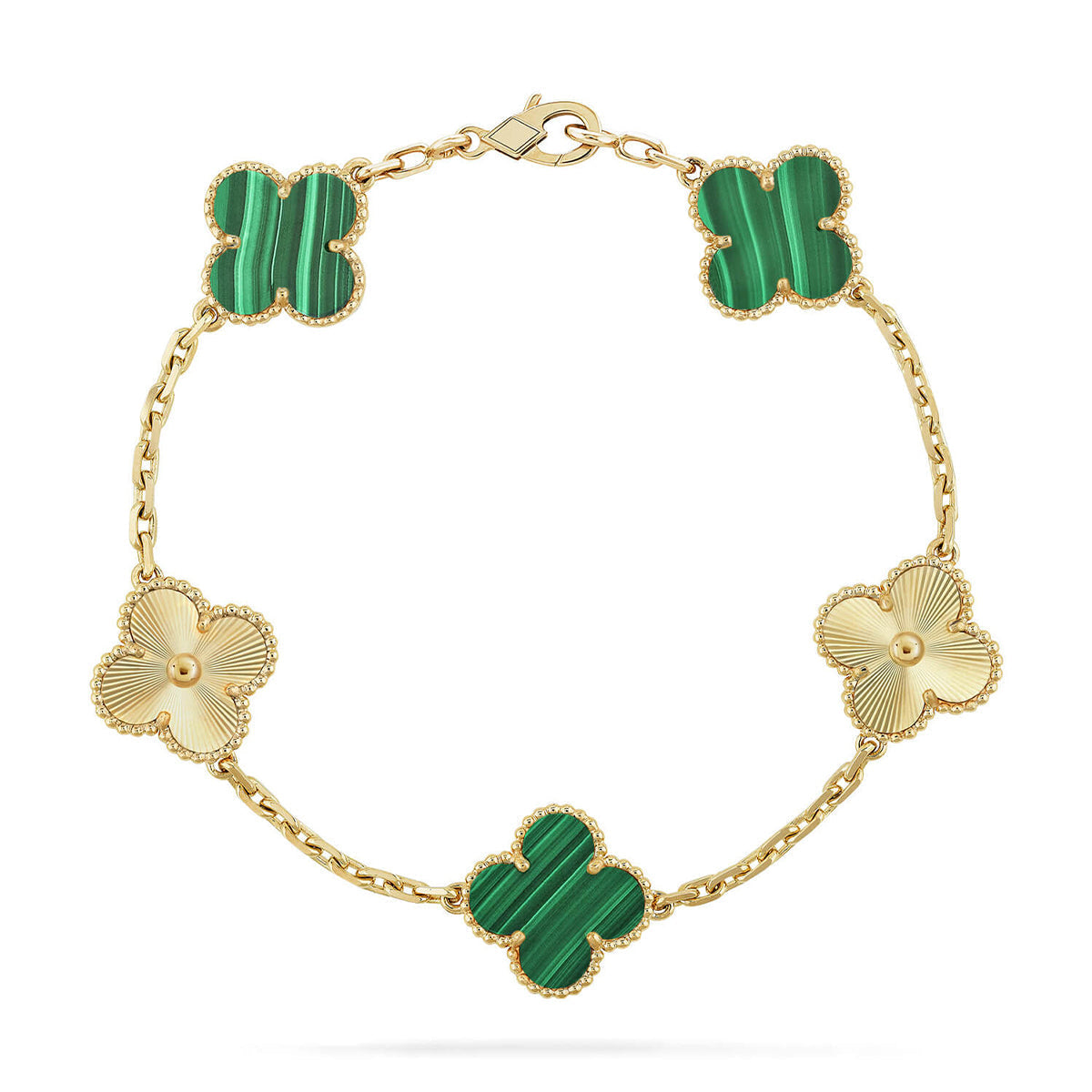 [Garvey]LUCKY CLOVER 5-MOTIF BRACELET - MALACHITE COLLECTION