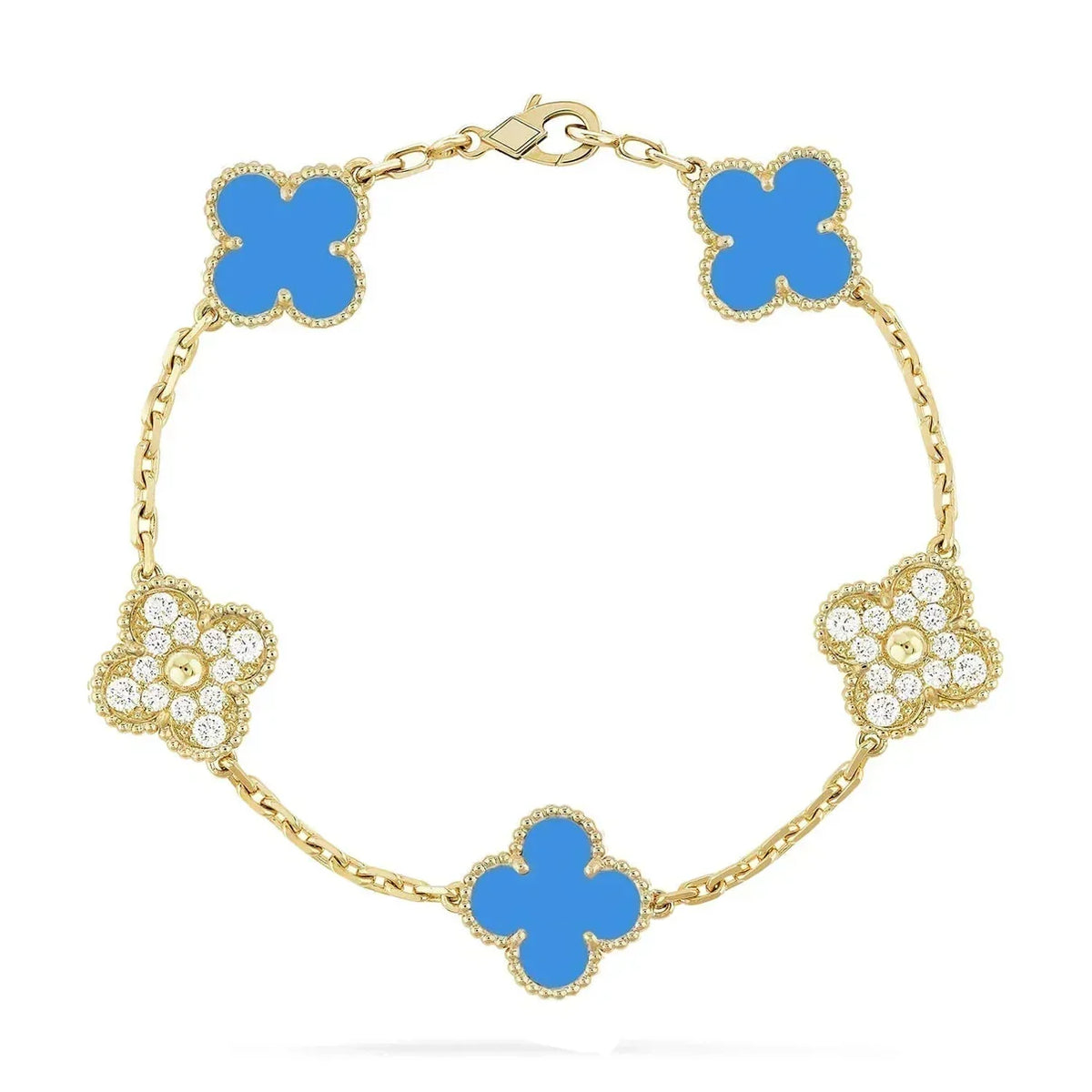 [Garvey ] CLOVER 5 MOTIF BLUE AGATE BRACELET COLLECTION