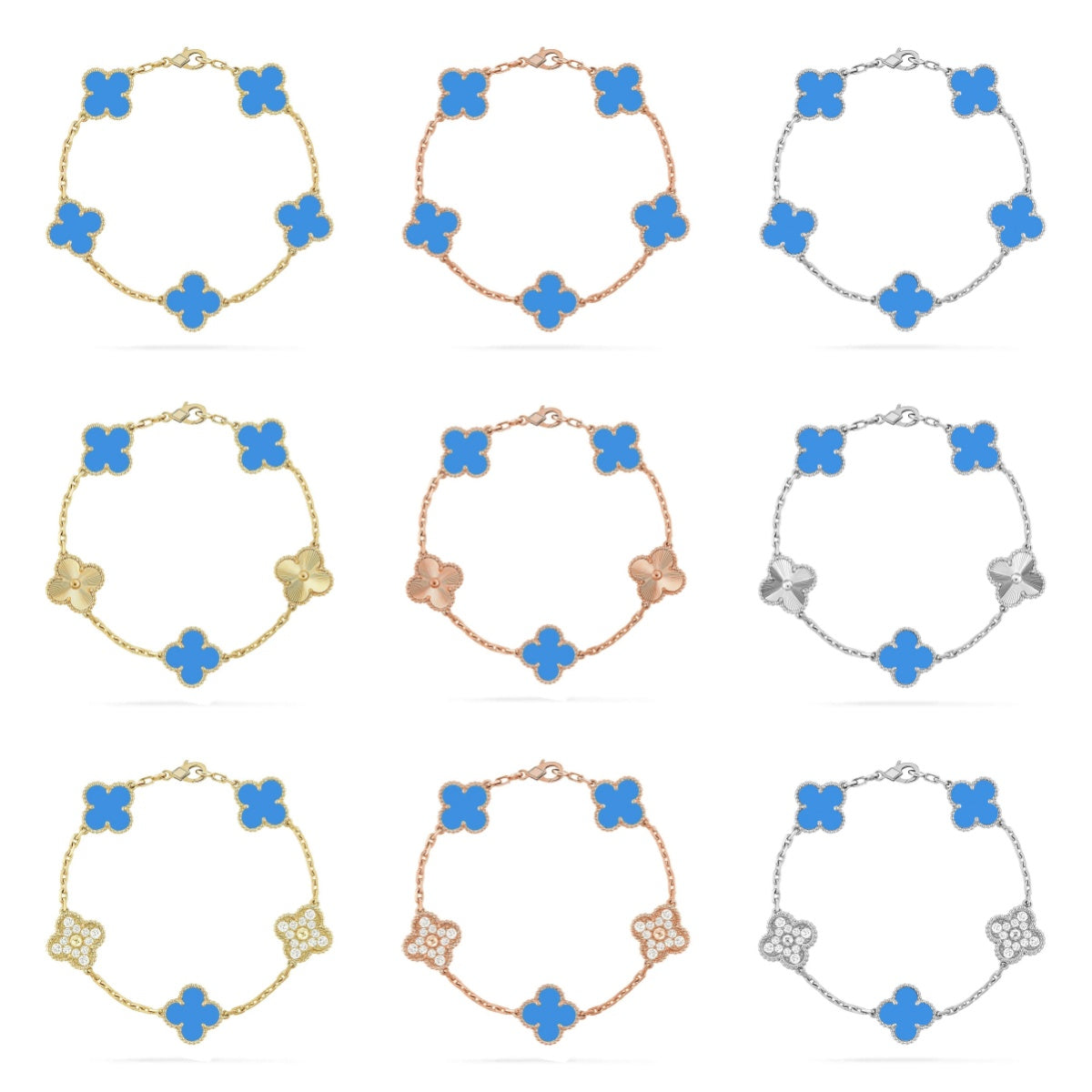 [Garvey ] CLOVER 5 MOTIF BLUE AGATE BRACELET COLLECTION