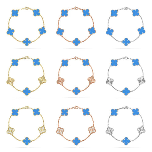[Garvey ] CLOVER 5 MOTIF BLUE AGATE BRACELET COLLECTION