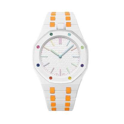 [Garvey]OAK POP EXCLUSIVE WHITE AND ORANGE BIOCERAMIC STRAP
