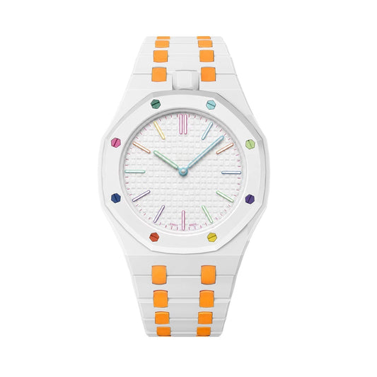 [Garvey]OAK POP EXCLUSIVE WHITE AND ORANGE BIOCERAMIC STRAP