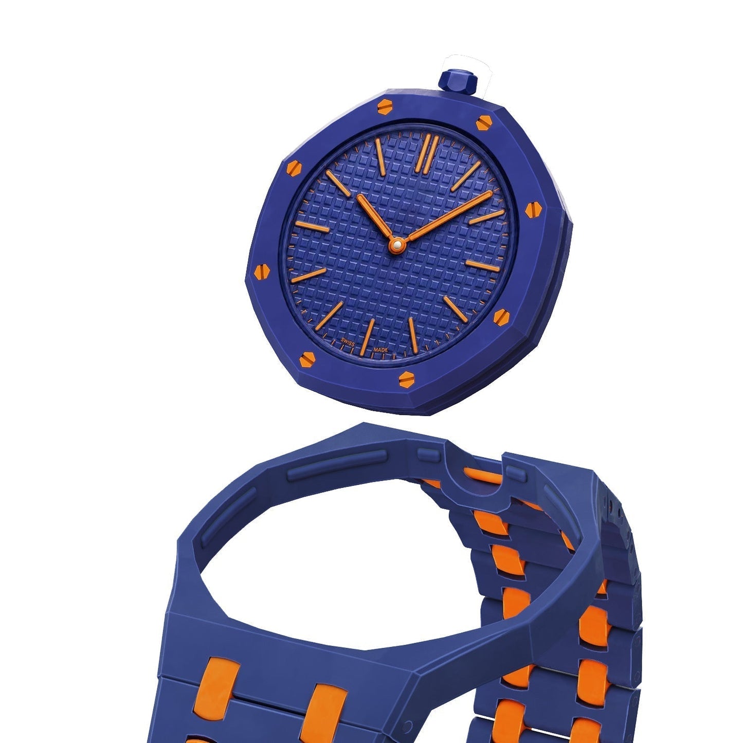 [Garvey]OAK POP EXCLUSIVE DARK BLUE AND ORANGE BIOCERAMIC STRAP