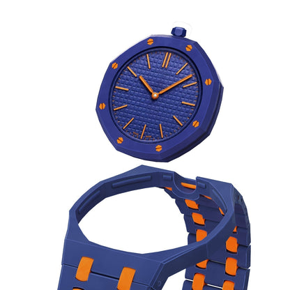[Garvey]OAK POP EXCLUSIVE DARK BLUE AND ORANGE BIOCERAMIC STRAP