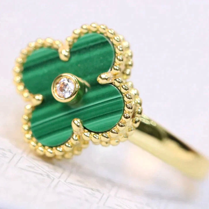 [Garvey ]CLOVER MALACHITE RING GOLD DIAMOND