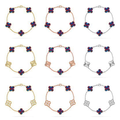 [Garvey ]CLOVER 5 MOTIF COLOR GEMSTONES BRACELET COLLECTION