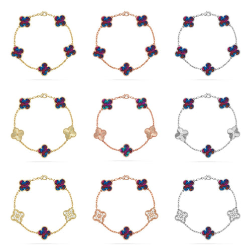 [Garvey ]CLOVER 5 MOTIF COLOR GEMSTONES BRACELET COLLECTION