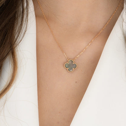 [Garvey ]CLOVER 15MM  GRAY MOTHER OF PEARL NECKLACE