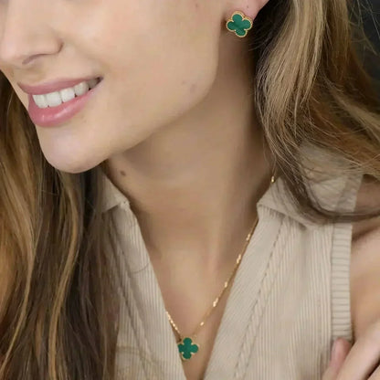 [Garvey ]CLOVER MINI 9.5MM MALACHITE  EARRINGS