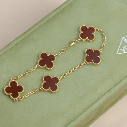 [Garvey ] CLOVER 5 MOTIF RED CORNELIAN BRACELET COLLECTION