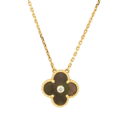 [Garvey ]CLOVER 15MM DIAMOND AND MOTHER-OF-GREY NECKLACE